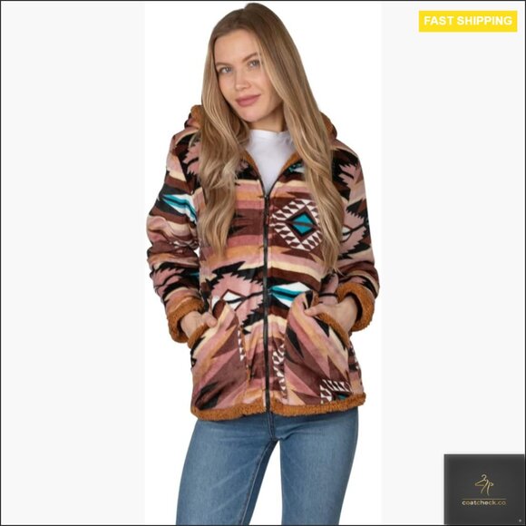Sherpa Lined Hooded Fleece Jacket Zip Up Cozy Plush Sweater Outdoor Chic